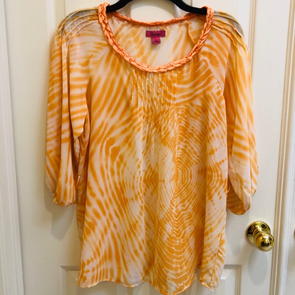 Fucsia Women sheer Blouse Medium